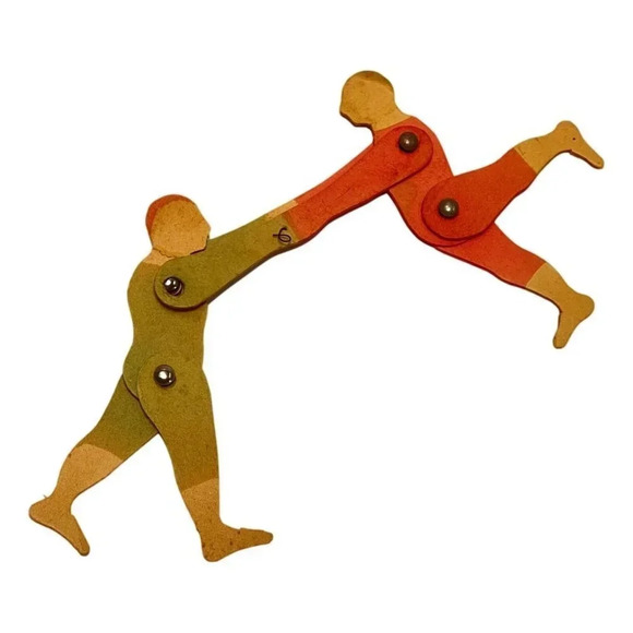 Carnival Toy Paper Circus 2 Acrobats Moveable Rivets Vintage circa  30s - Picture 6 of 9